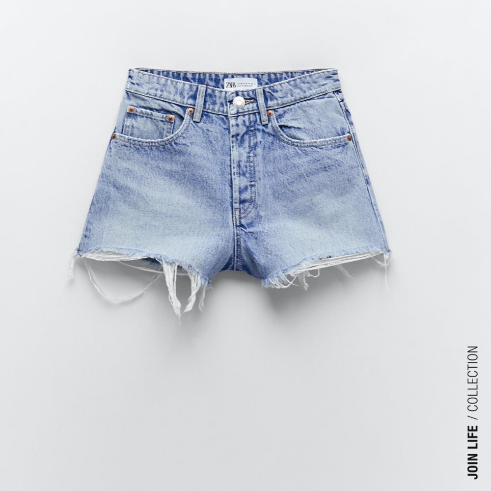 Zara Frayed High Rise Shorts - Picture 5 of 8